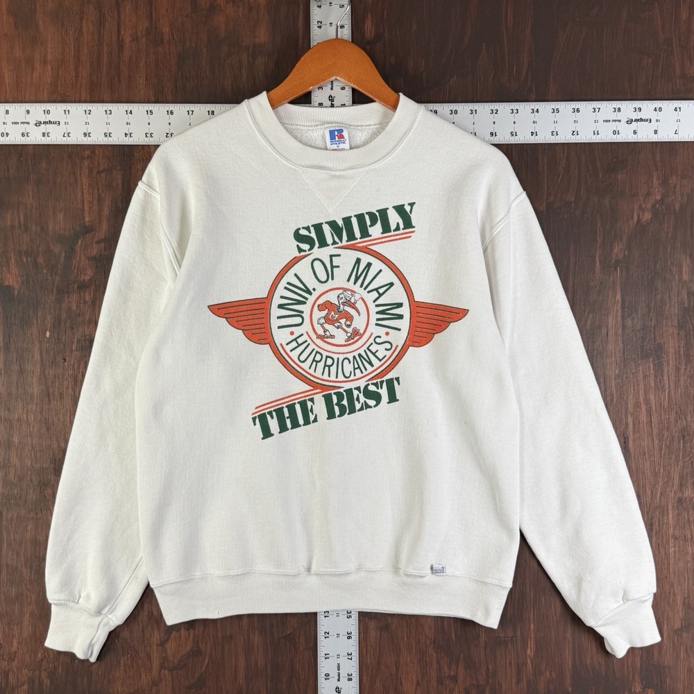 Miami Hurricanes Russell Athletic Sweatshirt Crewneck Vintage 90s MediumNCAA USA